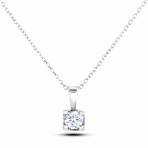 Classic Canadian Diamond Solitaire Pendant in 14K White Gold