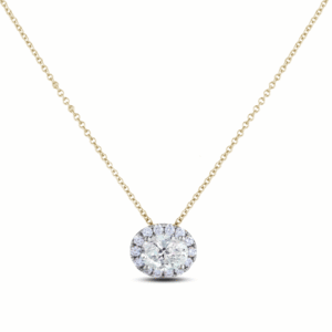 De Beers Forevermark Diamond Oval Halo Pendant in 18K White and Yellow Gold