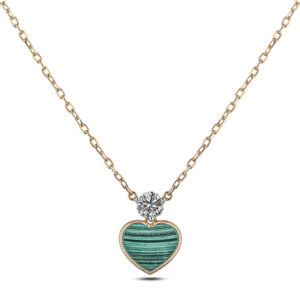 De Beers Forevermark Diamond and Malachite Necklace in 18K Yellow Gold