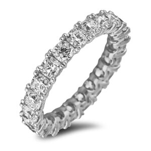 De Beers Forevermark Cushion Cut Diamond Anniversary Eternity Ring in 18K White Gold