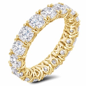 Black Label De Beers Forevermark Ideal Cut Diamond Eternity Wedding Band Ring in 18K Yellow Gold