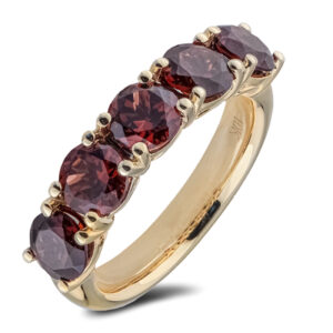 Garnet 5-Stone Anniversary Ring In Yellow Gold | 3.06 Carat TW