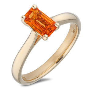 Canadian Diamond and Orange Sapphire Ring in Yellow Gold