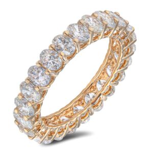 De Beers Certified Ideal Oval Cut Diamond Eternity Ring in 18K Yellow Gold