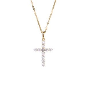 Canadian Diamond Cross Pendant In Yellow Gold | 0.45 Carat TW