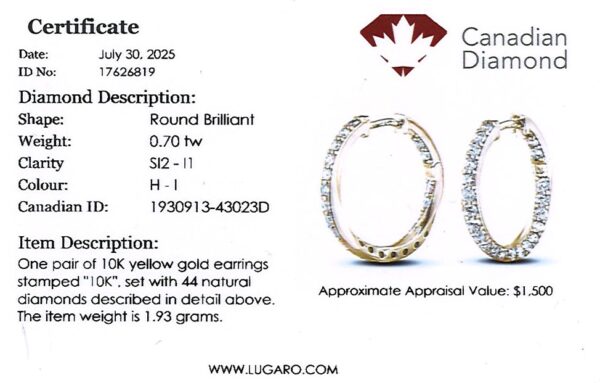 Canadian Diamond Inside Out Twist Hoop Earrings in Yellow Gold
