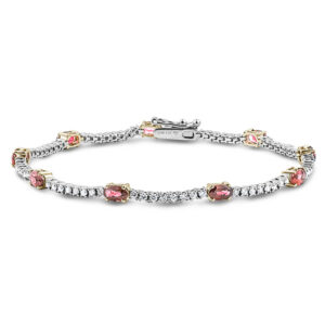 Ruby and Canadian Diamond Tennis Bracelet in Yellow and White Gold