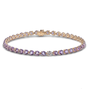 Amethyst and Canadian Diamond Tennis Bracelet in Yellow Gold