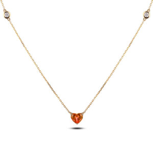 Orange Sapphire and Canadian Diamond Necklace in Yellow Gold