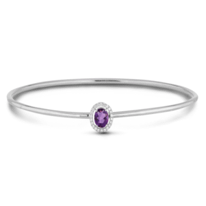 Free gift: Amethyst Diamond Halo Bangle in Sterling Silver