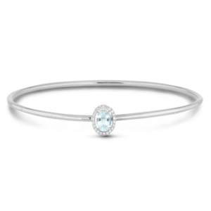 Free gift: Brazilian Aquamarine Diamond Halo Bangle in Sterling Silver