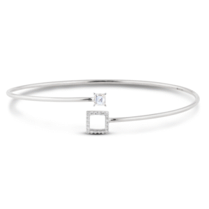 Princess Cut Canadian Diamond Halo Bangle in White Gold