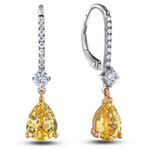 Tanzanian Yellow Sapphire & De Beers Forevermark Diamond Dangle Earrings in 18K Gold