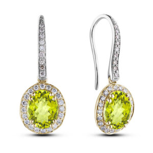 Australian Sapphire and Pear Cut Canadian Diamond Hoop Earrings in Yellow Gold