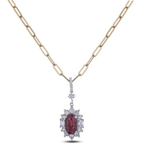 De Beers Forevermark Diamond and Thai Ruby Floral Halo Pendant in 18K Gold