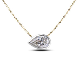 Pear Shaped De Beers Forevermark Diamond Necklace in 18K White and Yellow Gold