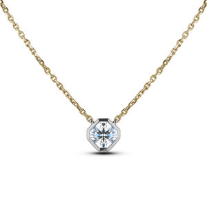 Ideal Cut De Beers Forevermark Diamond Necklace in 18K White and Yellow Gold
