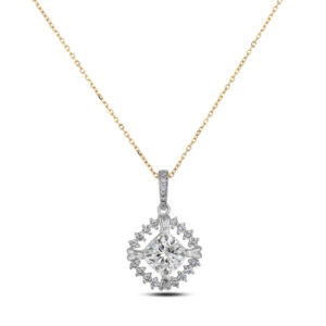 De Beers Forevermark Black Label Ideal Square Cut Diamond Halo Pendant in Platinum