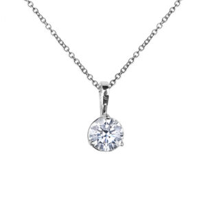 Canadian Diamond Solitaire Pendant in White Gold