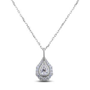 De Beers Forevermark Diamond Bezel Set Halo Pendant in 18K White Gold