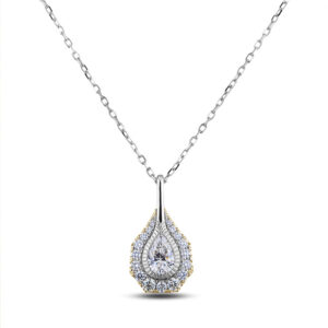 De Beers Forevermark Diamond Bezel Set Halo Pendant in 18K White and Yellow Gold
