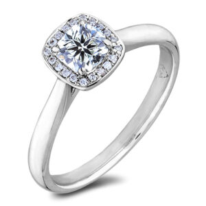 Cushion Cut De Beers Forevermark Diamond Halo Ring in Platinum