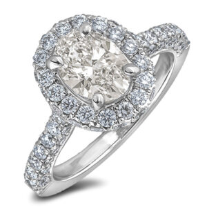 De Beers Forevermark Diamond Oval Halo Engagement Ring With Hidden Diamond Detail in Platinum