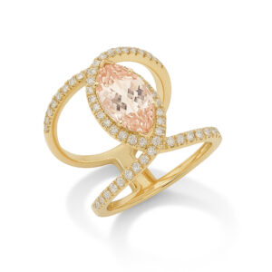 Morganite and Diamond Statement Ring in 14K Yellow Gold