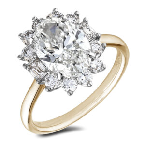 Oval Brilliant GIA Certified and De Beers Forevermark Diamond Floral Halo Ring in 18K Gold