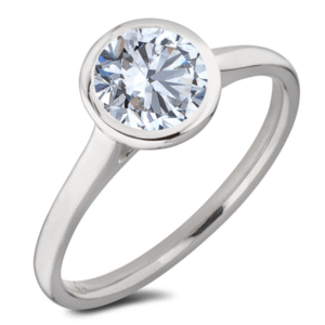 Bezel Set Polar Bear Diamond Solitaire Engagement Ring in Platinum