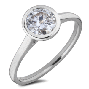 Bezel Set Canadian Diamond Solitaire Engagement Ring in White Gold | 0.34 Carat