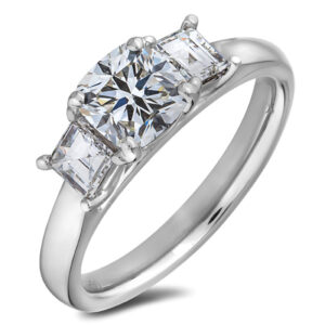 Black Label De Beers Forevermark Diamond Ideal Cushion Cut Trilogy Engagement Ring in Platinum