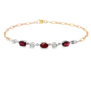Canadian Diamond and Ruby Bracelet In Yellow and White Gold