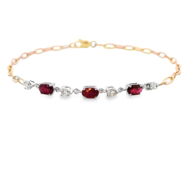 Canadian Diamond and Ruby Bracelet In Yellow and White Gold