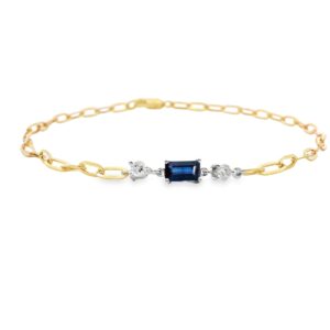 Sapphire and Canadian Diamonds Bracelet In Yellow and White Gold
