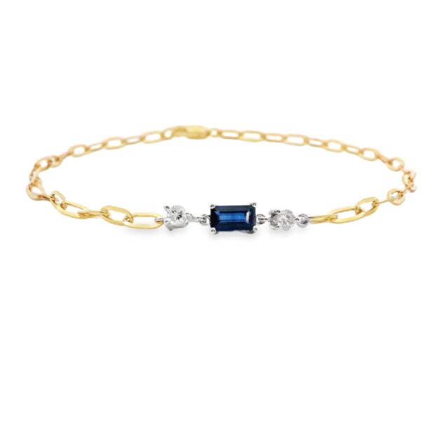 Sapphire and Canadian Diamonds Bracelet In Yellow and White Gold