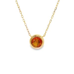Yellow Sapphire and Canadian Diamond Bezel Set Necklace in Yellow Gold