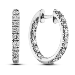 Canadian Diamond Hoop Earrings in White Gold I 0.75 CTW