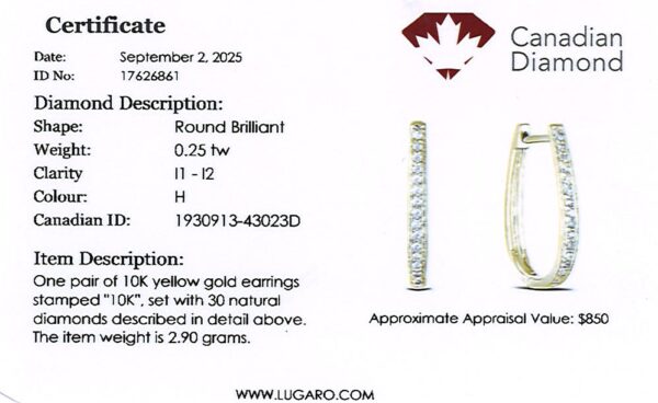 Canadian Diamond Milgrain Hoop Earrings in Yellow Gold