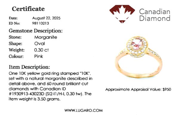 Oval Morganite Ring With Hidden Diamond Detail In Yellow Gold