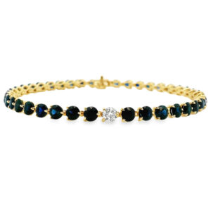 Canadian Diamond and Sapphire Tennis Bracelet in Yellow Gold