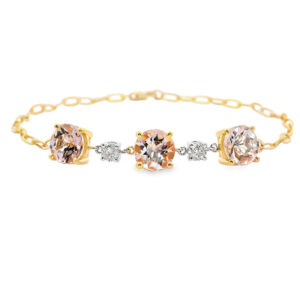 Canadian Diamond and Morganite Bracelet with Paperclip Chain