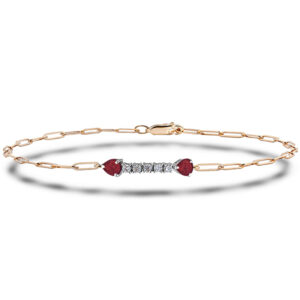 Ruby and Canadian Diamonds Bracelet In Yellow and White Gold