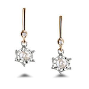 Canadian Diamond Miracle-Set Dangle Earrings in Yellow and White Gold