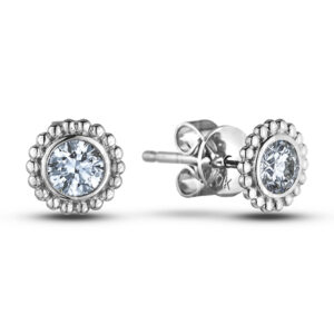 Canadian Diamond Bezel Set Stud Earrings in White Gold