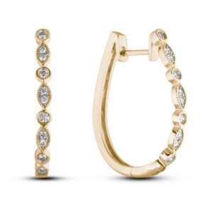 Canadian Diamond Hoop Earrings in Yellow Gold | 0.16 Carat TW
