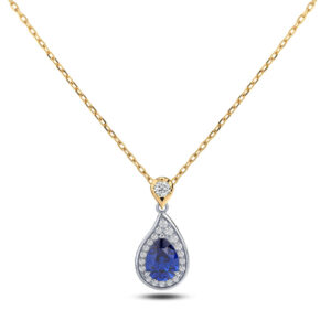 Sapphire and De Beers Forevermark Diamond Halo Pendant in 18K Gold