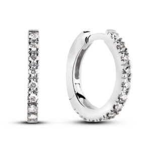 Canadian Diamond Huggie Hoop Earrings in White Gold