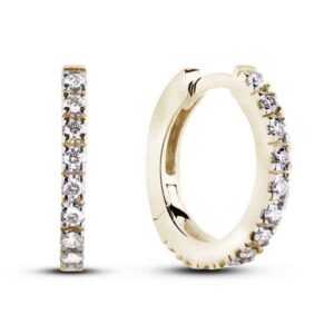 Canadian Diamond Huggie Hoop Earrings in Yellow Gold