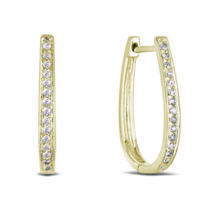 Canadian Diamond Milgrain Hoop Earrings in Yellow Gold
